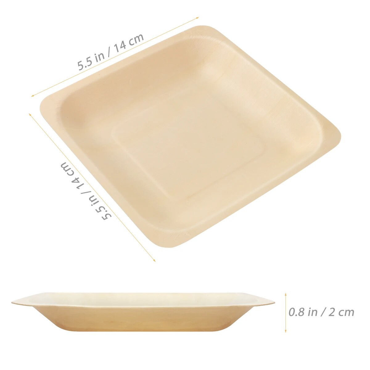 50/100pcs Square Disposable Wooden Plate and Spoon Party Plates Tableware for Wedding Restaurant Picnic Birthday 140x140mm